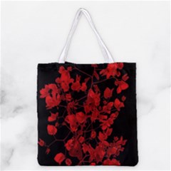 Dark Red Flower Grocery Tote Bag