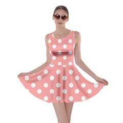 Coral And White Polka Dots Skater Dresses