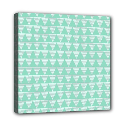 Mint Color Triangle Pattern Mini Canvas 8  X 8 