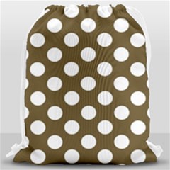 Brown Polkadot Background Drawstring Bag (large)