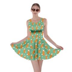 Light Green Fox Pattern Skater Dress 