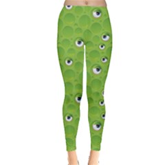 Green Pattern With Bubbles And Eyes Women s Leggings