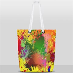 Embroidery Dab Color Spray Full Print Rope Handle Tote (small)
