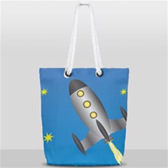 Rocket Spaceship Space Travel Nasa Full Print Rope Handle Tote (small)