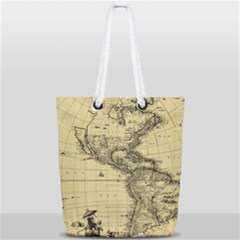 Map Vintage Old Ancient Antique Full Print Rope Handle Tote (small)