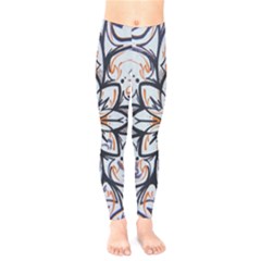 White Black And Orange Illustration Kids  Legging