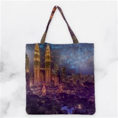 City Lights Skyline Buildings Grocery Tote Bag