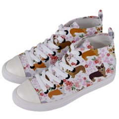 Corgis Corgi Pattern Women s Mid-top Canvas Sneakers