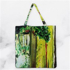 Old Tree And House With An Arch 8 Grocery Tote Bag
