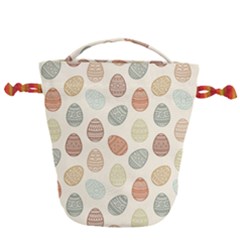 Seamless Pattern Colorful Easter Egg Flat Icons Painted Traditional Style Drawstring Bucket Bag