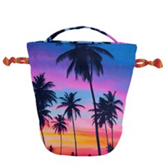 Sunset Palms Drawstring Bucket Bag