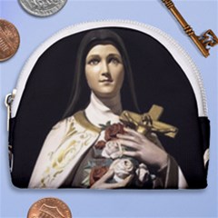 Virgin Mary Sculpture Dark Scene Horseshoe Style Canvas Pouch