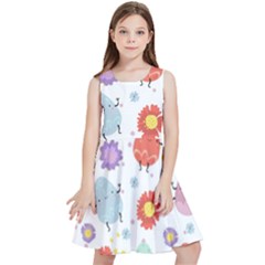 Easter Seamless Pattern With Cute Eggs Flowers Kids  Skater Dress