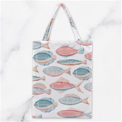 Hand-drawn-seamless-pattern-with-cute-fishes-doodle-style-pink-blue-colors Classic Tote Bag