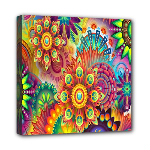 Mandalas Colorful Abstract Ornamental Mini Canvas 8  X 8  (stretched)