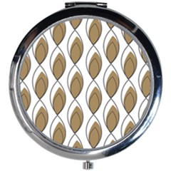 Brown Minimalist Leaves  Mini Round Mirror