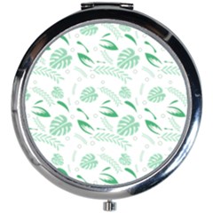 Green Nature Leaves Draw    Mini Round Mirror