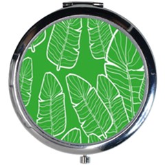 Green Banana Leaves Mini Round Mirror