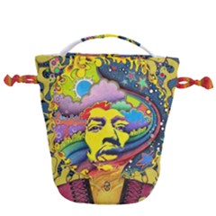 Psychedelic Rock Jimi Hendrix Drawstring Bucket Bag