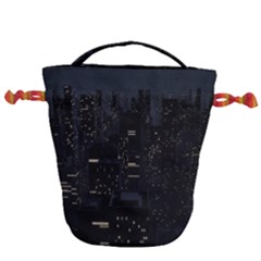 City Night Urban Downtown Science Tower Halo Drawstring Bucket Bag