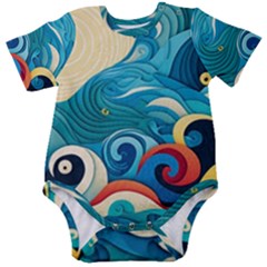 Waves Ocean Sea Abstract Whimsical (2) Baby Short Sleeve Bodysuit