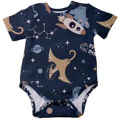 Space Theme Art Pattern Design Wallpaper Baby Short Sleeve Bodysuit