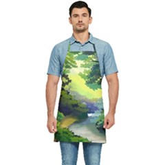 Landscape Illustration Nature Forest River Water Kitchen Apron