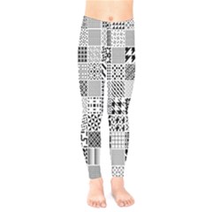 Black And White Geometric Patterns Kids  Leggings