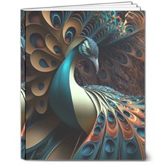 Peacock Bird Feathers Plumage Colorful Texture Abstract 8  X 10  Hardcover Notebook