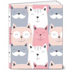 Cute Seamless Pattern With Cats 8  X 10  Hardcover Notebook