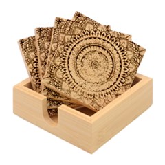 Mandala Circles Drawing Pattern Bamboo Coaster Set
