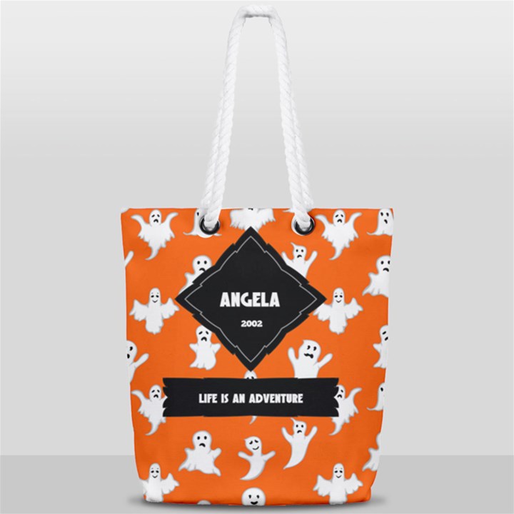 Halloween Pattern Full Print Rope Handle Tote (Small)
