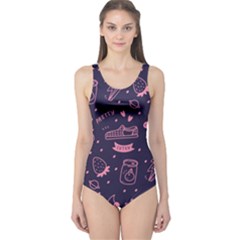 Various Cute Girly Stuff Seamless Pattern One Piece Swimsuit