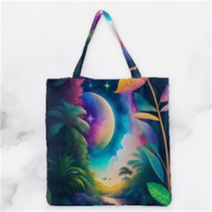 Jungle Moon Light Plants Space Grocery Tote Bag