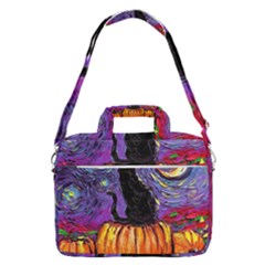 Halloween Art Starry Night Hallows Eve Black Cat Pumpkin Macbook Pro 16  Shoulder Laptop Bag