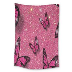 Butterfly, Girl, Pink, Wallpaper Large Tapestry