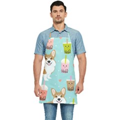 Welsh Corgi Boba Tea Bubble Cute Kawaii Dog Breed Kitchen Apron
