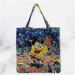Art Cartoon Starry Night Van Gogh Grocery Tote Bag