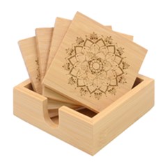 Mandala Patterns Yellow Bamboo Coaster Set