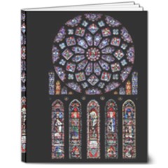Chartres Cathedral Notre Dame De Paris Stained Glass 8  X 10  Hardcover Notebook