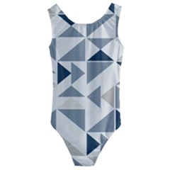 Geometric Triangle Modern Mosaic Kids  Cut-out Back One Piece Swimsuit