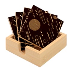 Classic Blue Background Abstract Style Bamboo Coaster Set
