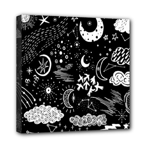 Vector Set Sketch Drawn With Space Mini Canvas 8  X 8  (stretched)