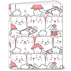 Cute Cat Chef Cooking Seamless Pattern Cartoon 8  X 10  Hardcover Notebook