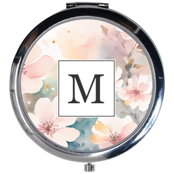 Personalized Initial Flower Mini Round Mirror Mini Round Mirror