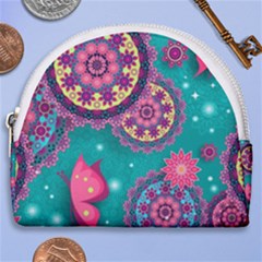 Floral Pattern, Abstract, Colorful, Flow Horseshoe Style Canvas Pouch