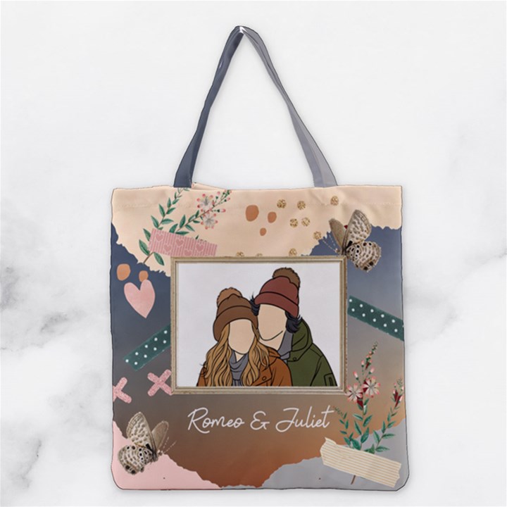 Personalized Photo Illustration Lover Name Tote Bag Grocery Tote Bag