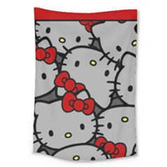 Hello Kitty, Pattern, Red Large Tapestry