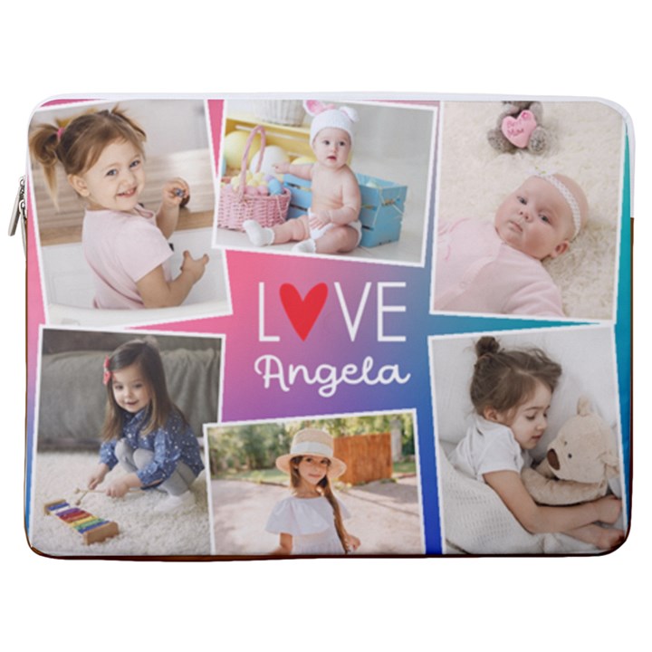 Personalized Photo Love Name Laptop Sleeve Case with Pocket 17  Vertical Laptop Sleeve Case With Pocket