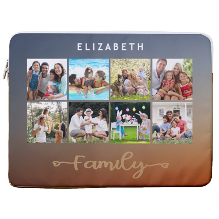 Personalized Photo Family Name Any Text Laptop Sleeve Case with Pocket 17  Vertical Laptop Sleeve Case With Pocket